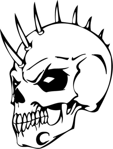 Evil Skull With Bonehawk Coloring Page